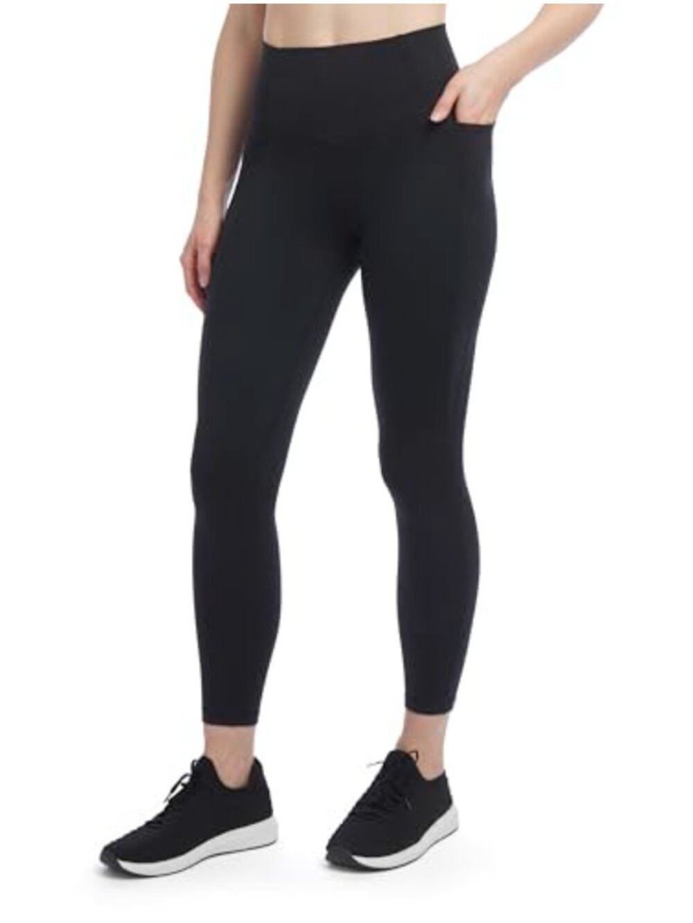 High Waist Leggings with Pockets, 7/8 Length, Polyester Spandex